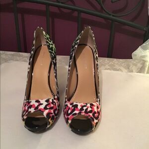 Nine West Neon‎ Bright Leopard Print Heels 7M